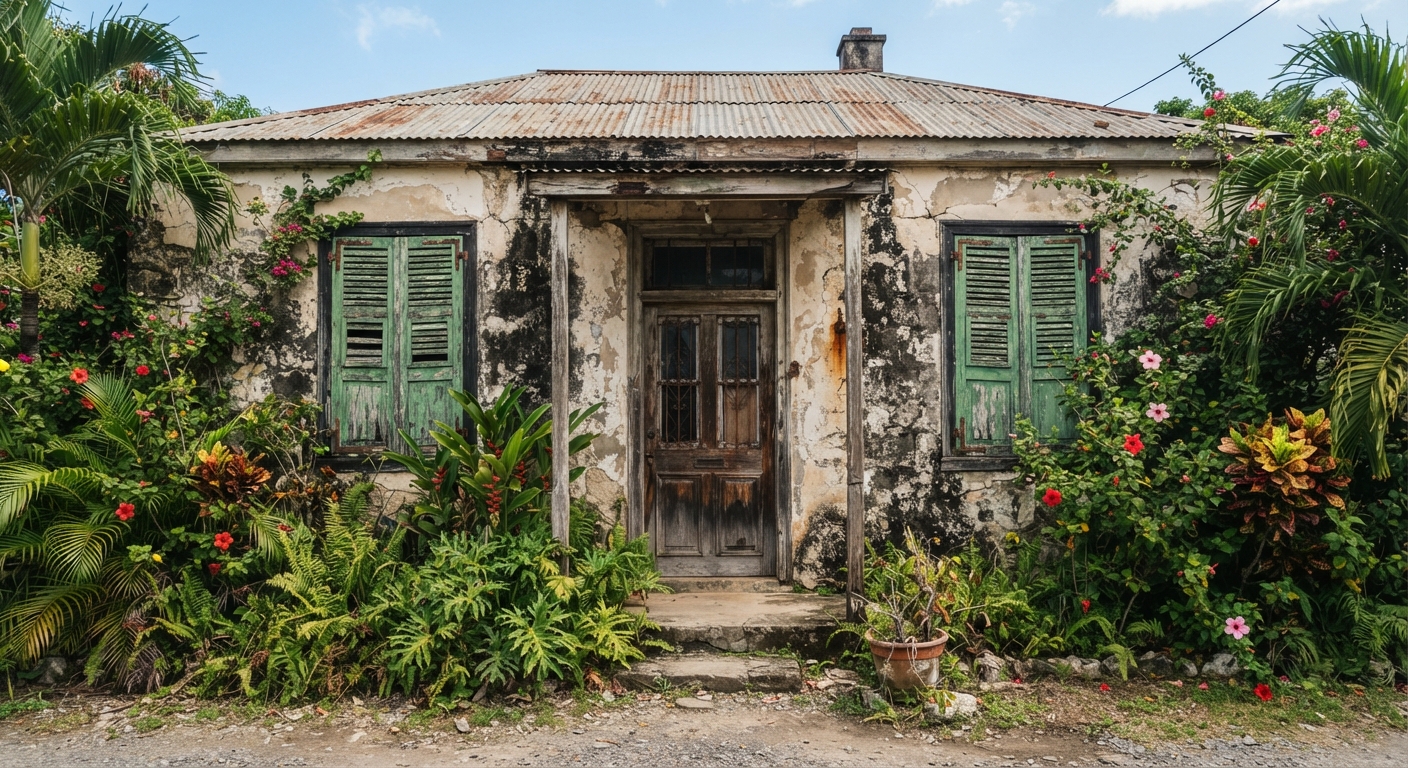 Façade d'une case créole — avant intervention
